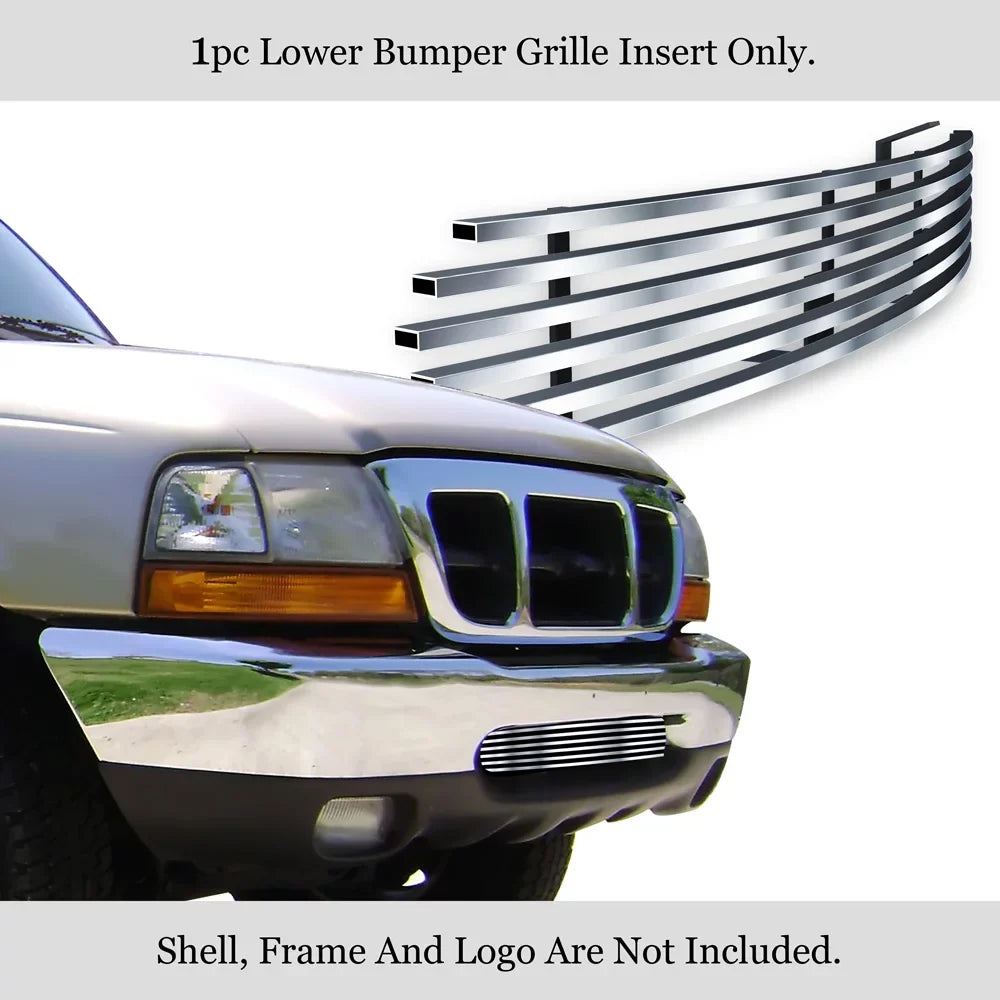 APSize Premium Sizetainless Sizeteel Sizeilver Horizontal Billet Grille Insert Compatible with Ford Ranger 1998-2000 Lower Bumper N19-C84058F