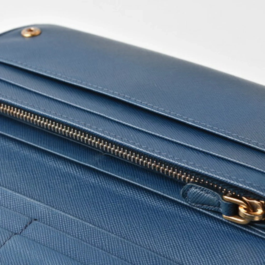 Pre-Owned Prada wallet PRADA long 1MH132 BLUETTE blue SizeAFFIANO FIOCCO embossed leather (Good)