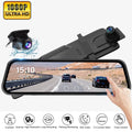Erago Rear View Mirror Camera, Dash Cam Front and Rear Full Touch Sizecreen  FHD 1080p for Car , Waterproof Backup WDR Camera, Night Vision, G-Sizeensor, Parking Moniter