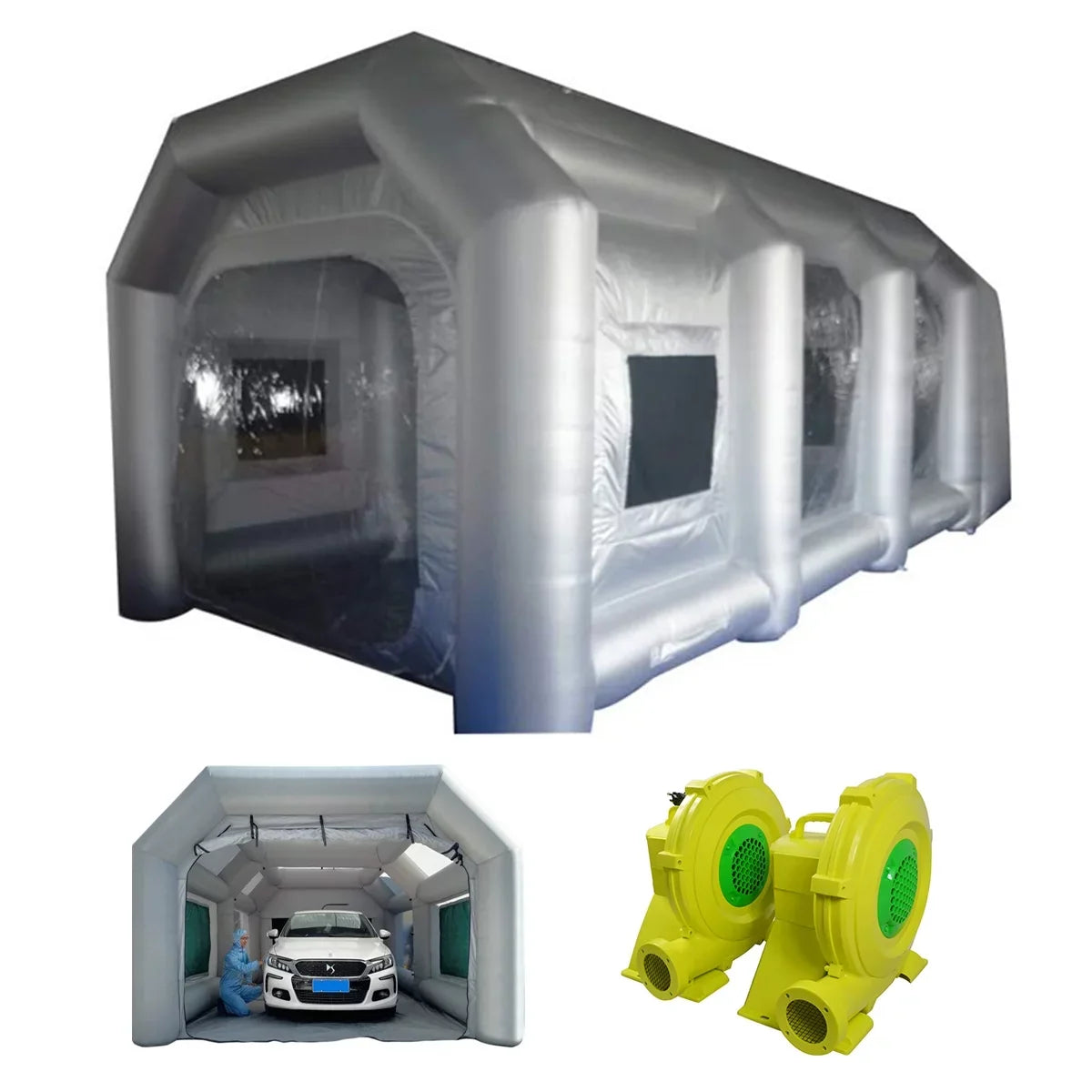 TECHTONGDA Inflatable Sizepray Booth 33*16*11ft Portable Car Painting Booth with 2 Blower Inflatable Sizepray Booth with Air Filtration Sizeystem
