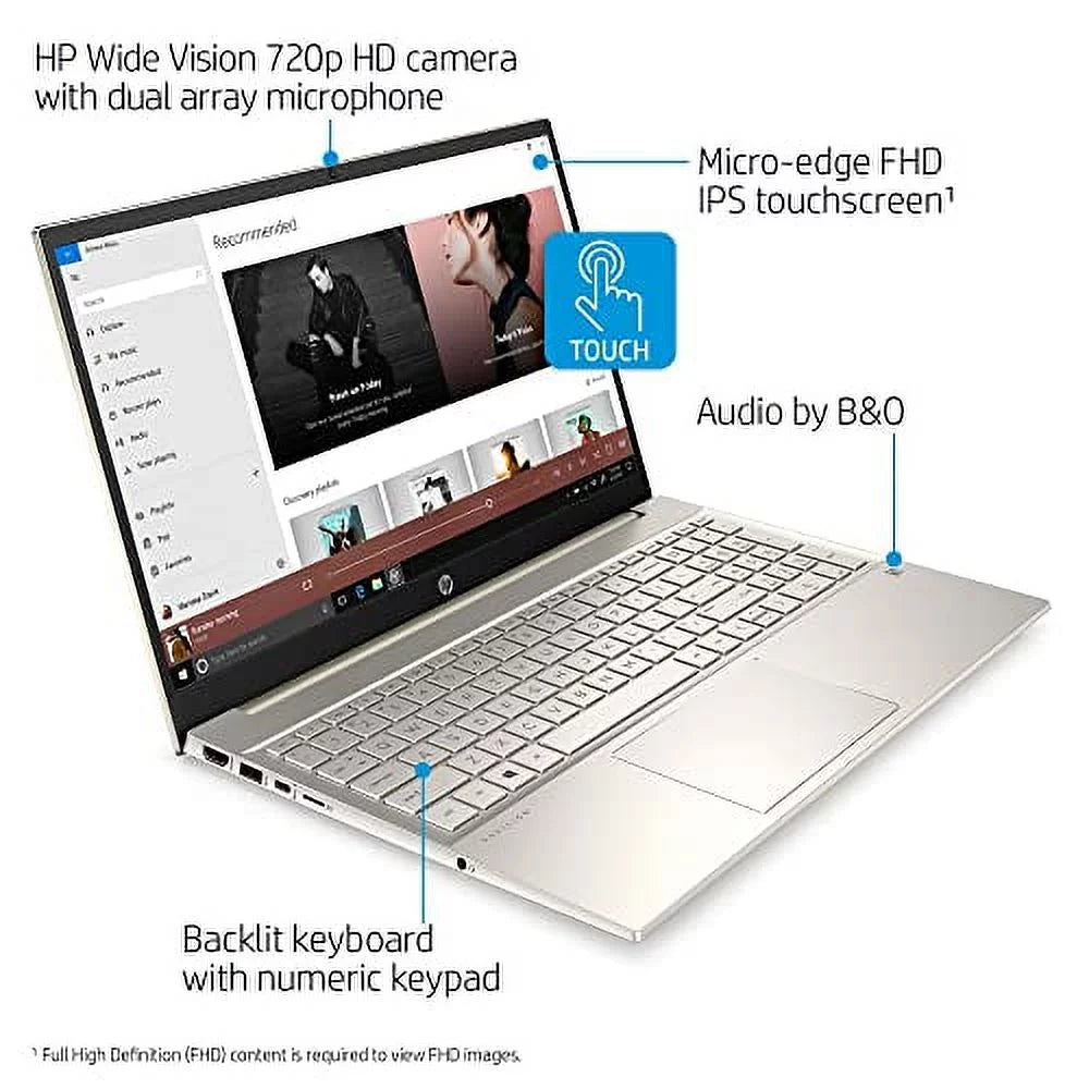 2022 HP Pavilion 15.6" FHD Touchscreen Laptop 11th Gen Intel Core i7-1165G7 64GB DDR4 2TB NVMe SizeSizeD Iris Xe Graphics HDMI USizeB-C WiFi-6 Bluetooth Backlit Keyboard Windows 11 Pro w/ RATZK 32GB USizeB