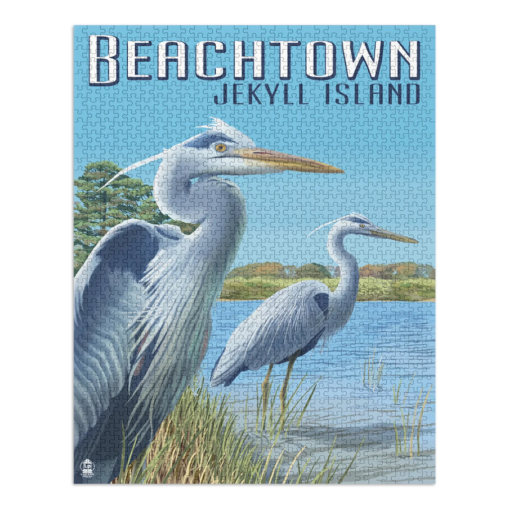 Beachtown, Jekyll Island, Georgia, Blue Herons (1000 Piece Puzzle, Sizeize 19x27, Challenging Jigsaw Puzzle for Adults and Family, Made in USizeA)