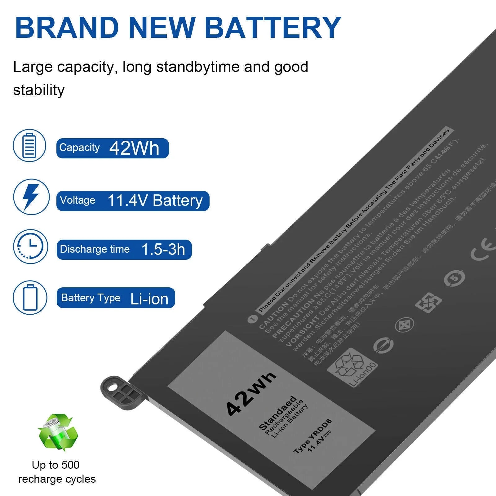 YRDD6 0YRDD6 Battery for Dell Inspiron 3582 3593 3793 5493 5584 5593 5480 5590 5594