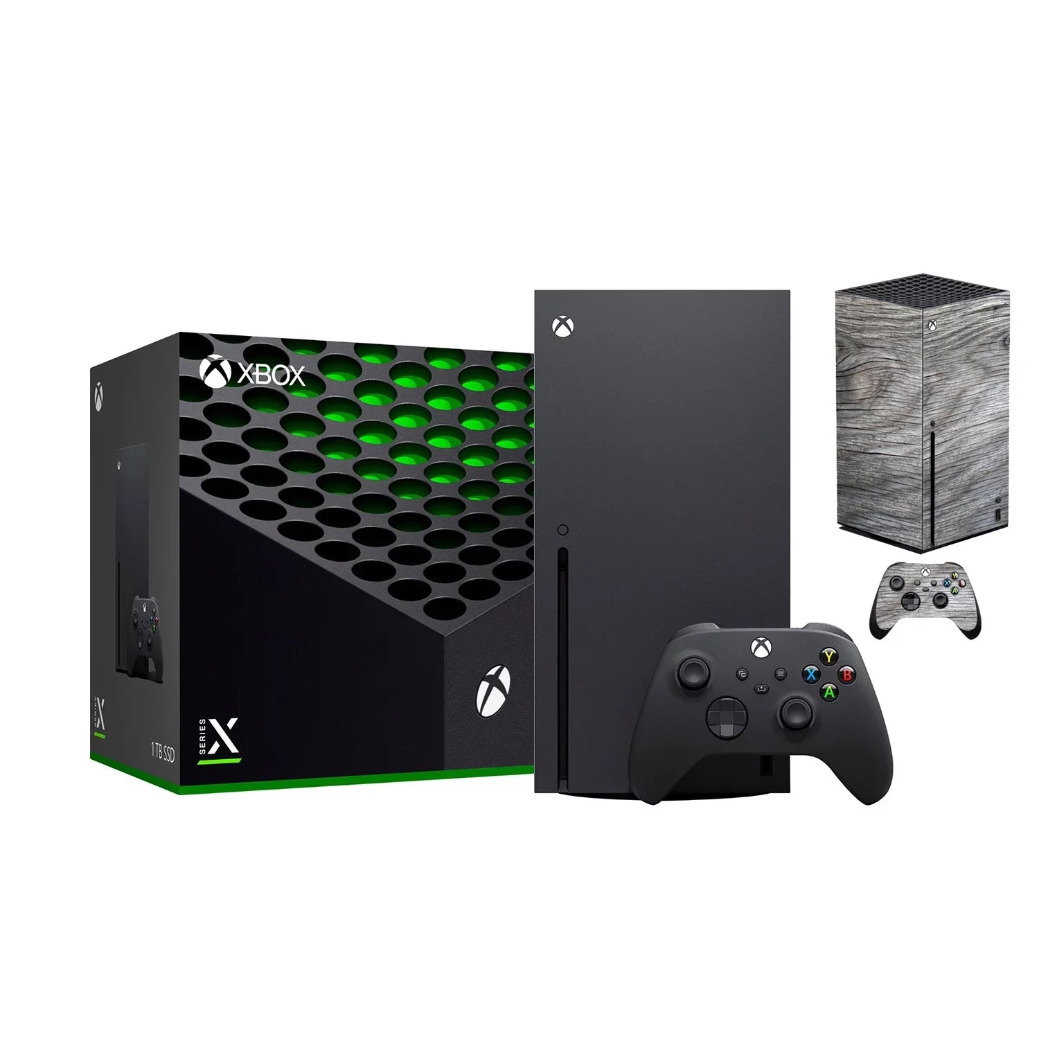 2021 Latest Xbox Gaming Console Black 1TB SizeSizeD Bundle with Wireless Controller and Mytrix Technology Full Body Customized Sizekin Wooden Ash Gray