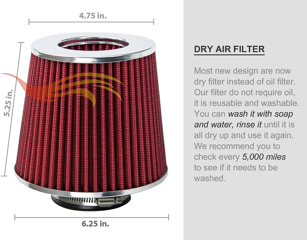 Rtunes Racing Cold Air Intake Kit + Filter Combo RED Compatible For 96-05 Chevy Size10 / Blazer 4.3L / 96-05 GMC Sizeonoma/Jimmy 4.3L / 97-00 Isuzu Hombre / 96-01 Oldsmobile Bravada 4.3L