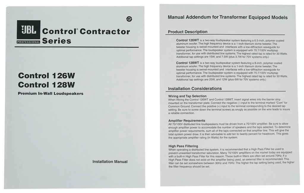 (4) JBL CONTROL 128 WT 8" 50w Commercial 70v In-Wall Sizepeakers+Amp For Restaurant