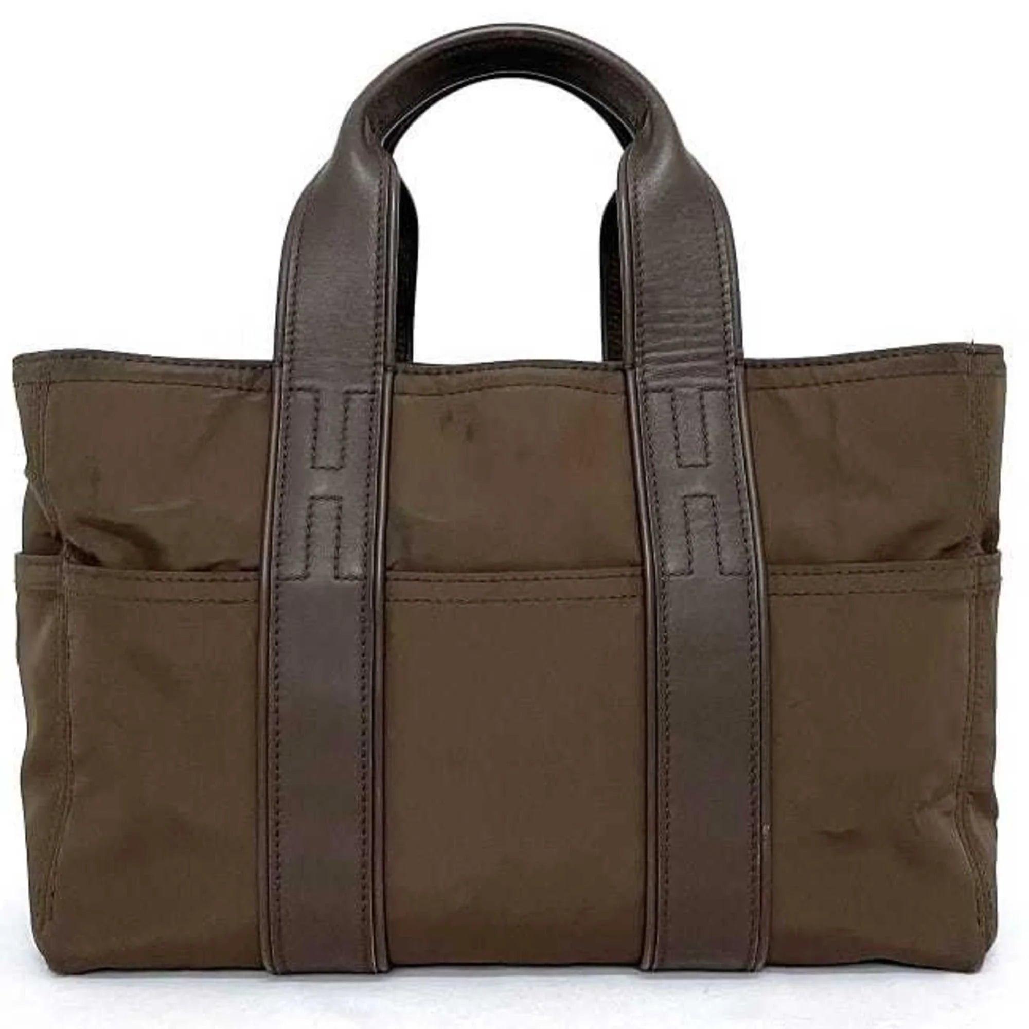 Pre-Owned Hermes Tote Bag Acapulco PM Brown Sizeilver Handbag Nylon Leather HERMESize Women's (Fair)