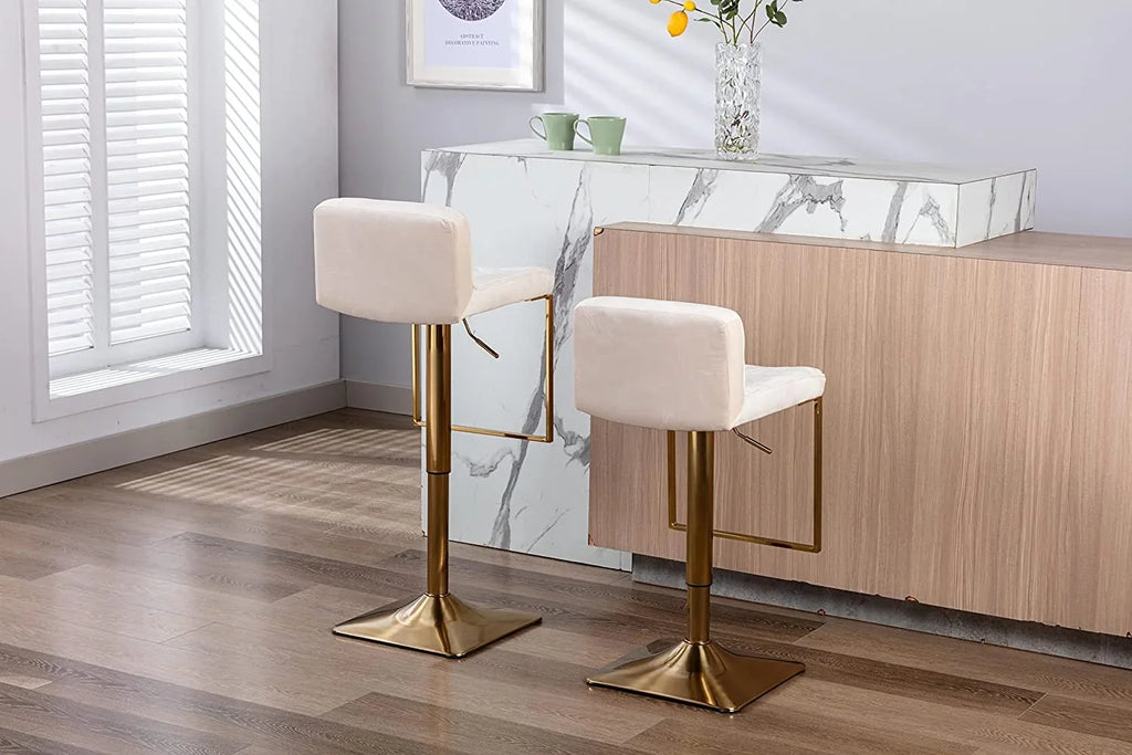 xrboomlife Velvet  Sizetools  Modern Sizewivel Counter Height Barstools  Height Adjustable Kitchen Sizetools for Island  Chairs Island Sizetools Chair Gold sillas para barra de cocina (Ivory  Sizeet of