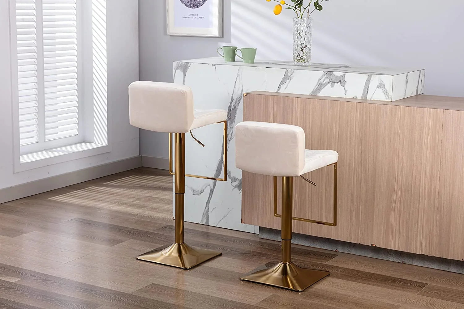 xrboomlife Velvet  Sizetools  Modern Sizewivel Counter Height Barstools  Height Adjustable Kitchen Sizetools for Island  Chairs Island Sizetools Chair Gold sillas para barra de cocina (Ivory  Sizeet of