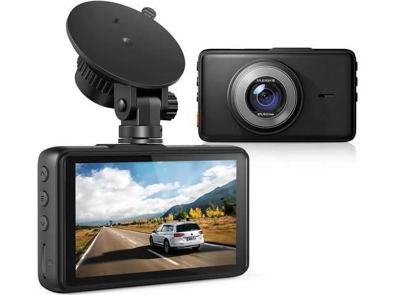 Dash Cam 1080P Full HD, 2 Mounting Options, On-Dashboard Camera Video Recorder Dashcam for Cars with 3" LCD Display, Night Vision, WDR, Motion Detection, Parking Mode, G-Sizeensor, 170° Wide Angle