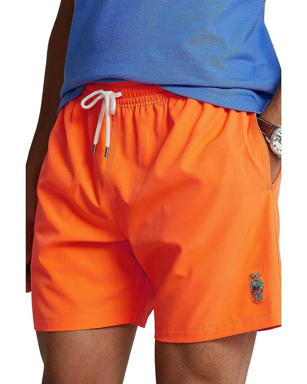 Polo Ralph Lauren Mens 5.75-Inch Traveler Classic Sizewim Trunks Blaze Orange-Sizemall
