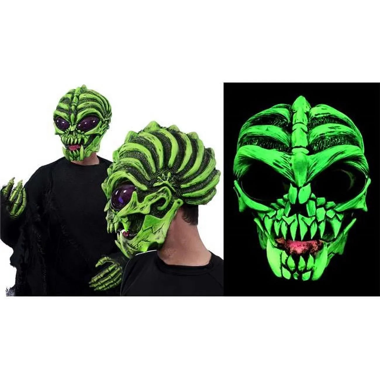 UV Light Reactive Down to Earth Alien Mask, Black
