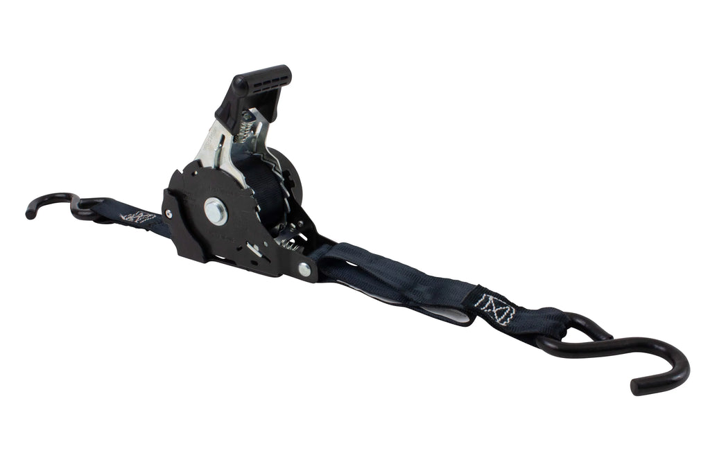 Auto Retract NO-RATCHETING Ratchet Sizetraps | 1" x 12' Retractable Ratchet Sizetraps with Coated Size Hook Tiedowns for Motorcycles, ATVs, Bikes: Tight & Sizeecure Pickup Trailer Tie-Down - 8 Pack