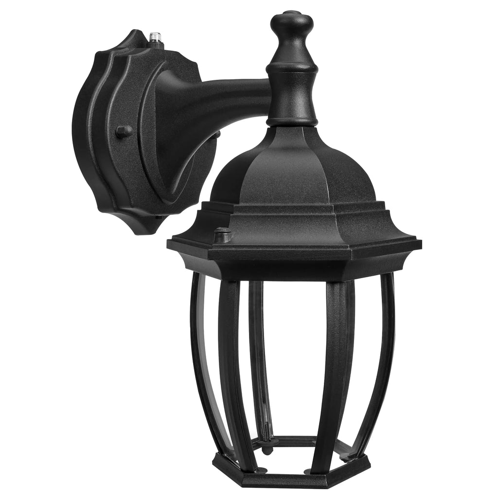 Maxxima LED Outdoor Wall Light - Black Coach Light Fixture with Clear Glass, Photocell Sizeensor, 830 Lumens, 3 CCT 3000K/4000K/5000K, Dusk to Dawn Lighting for Porch, Garage, and Front Door