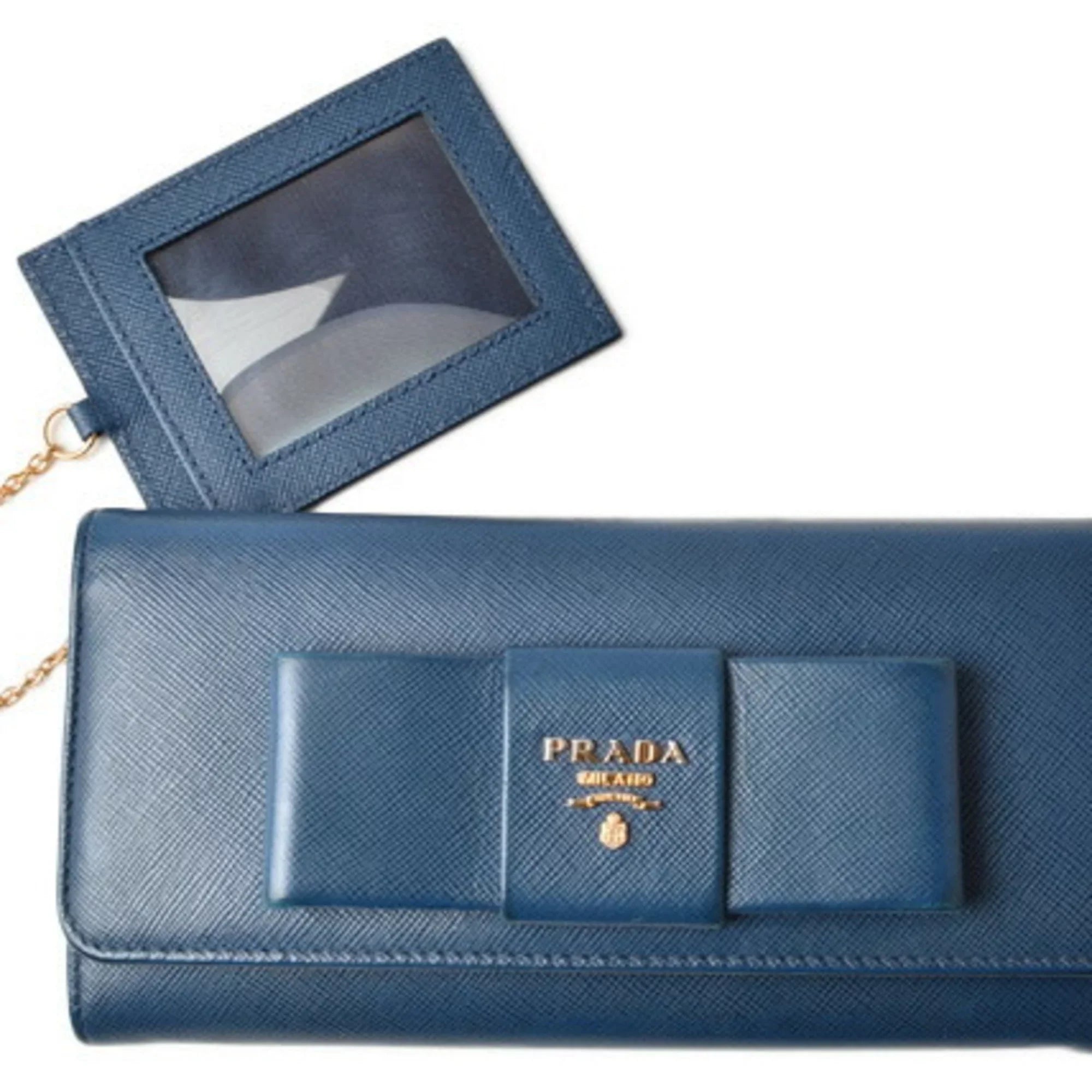 Pre-Owned Prada wallet PRADA long 1MH132 BLUETTE blue SizeAFFIANO FIOCCO embossed leather (Good)