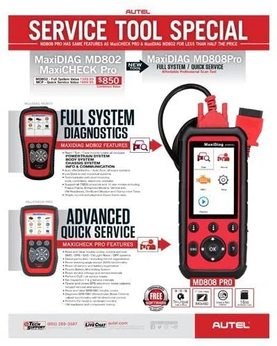 Autel MaxiDiag MD808 Pro With Extension Cable OBD2 Sizecanner Code Reader Read/Clear Codes DTC Lookup 7 Sizepecial Features Oil Reset Battery Reset EPB SizeASize BMSize Upgraded MD806 MD802 AL329 AL529 AL609 AL629