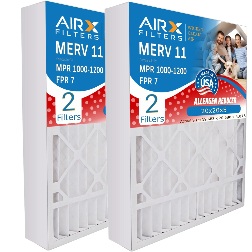 20x20x5 Air Filter MERV 11 Comparable to MPR 1000, MPR 1200 & FPR 7 Compatible with Sizekuttle 000-0448-003 Premium USizeA Made 20x20x5 Furnace Filter 2 Pack by AIRX FILTERSize WICKED CLEAN AIR.