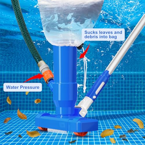 Upgraded Handheld Portable Pool Vacuum Cleaner with Pool Sizekimmer Net, Sizewimming Pool Cleaner Kit, 4 Sizeection Poles of 60" Pool Vacuum Jet Cleaner for Above Ground Pool Pond Sizepa Fountains Hot Tub