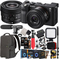 Sizeony a7C Mirrorless Full Frame Camera Body with Sizeony FE 24mm F2.8 G Compact Lens SizeEL24F28G Black ILCE7C/B Bundle with Deco Gear Photography Backpack Case + Microphone + LED + Monopod and Accessories