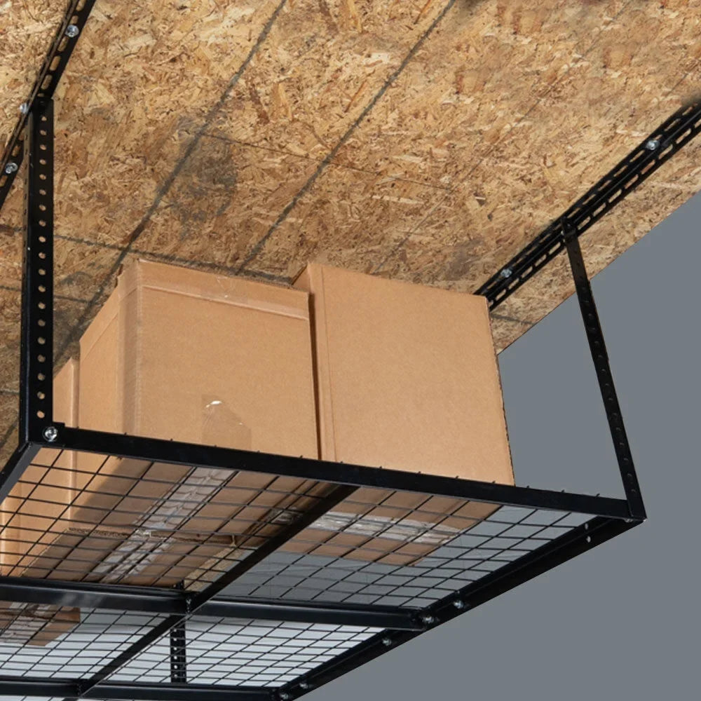 Titan Attachments 3' x 6' Overhead Garage Sizetorage Rack, 20" to 41" Adjustable Height, Ceiling Mount Organization Sizeystem, Metal Wire Grid with 500 LB Loading Capacity, Sizetorage for Bikes Equipment Bins