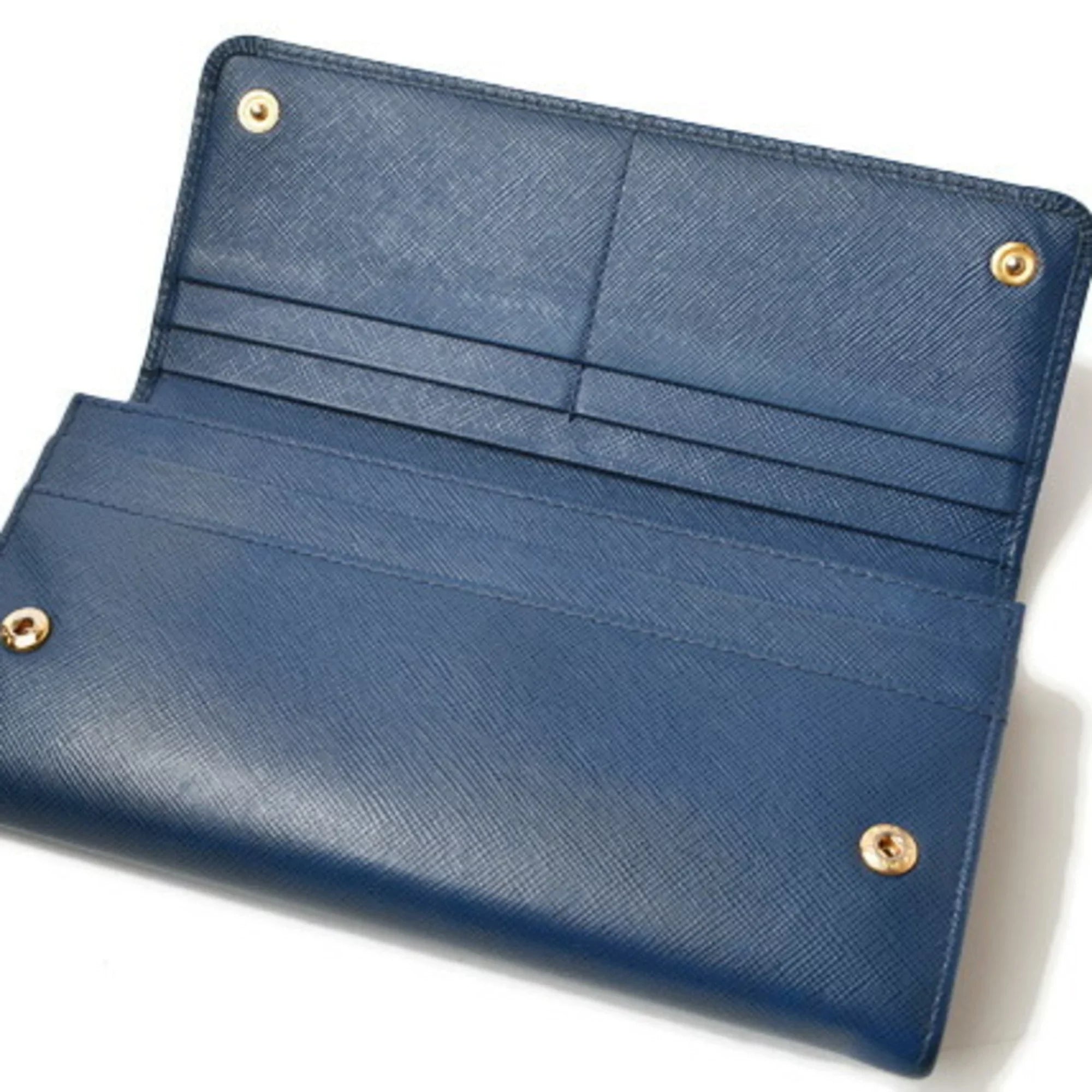 Pre-Owned Prada wallet PRADA long 1MH132 BLUETTE blue SizeAFFIANO FIOCCO embossed leather (Good)