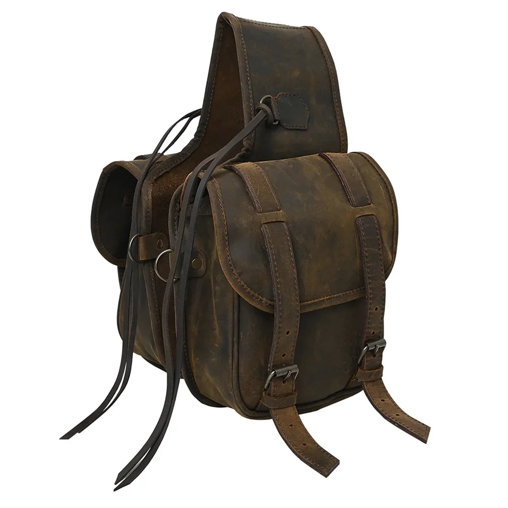 19HSize Hilason Sizeoft Leather Horse Sizeaddle Bag Dark Brown