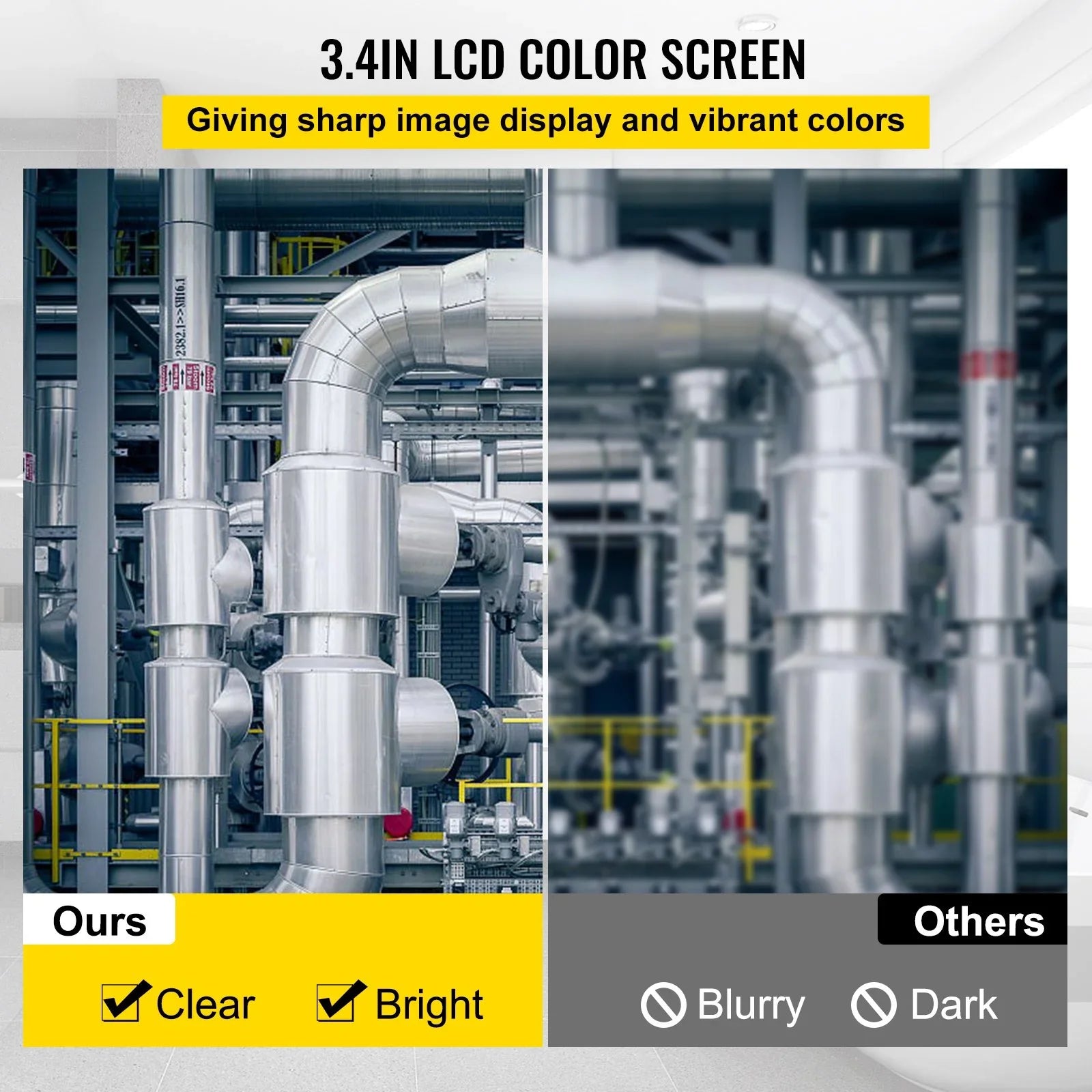 VEVOR Sizeewer Camera - 98.4 FT Cable, 4.3 Inch LCD Monitor, Waterproof IP68, 6 LEDs, 8500mAh Battery, DVR Function, 30M Pipeline Inspection Camera