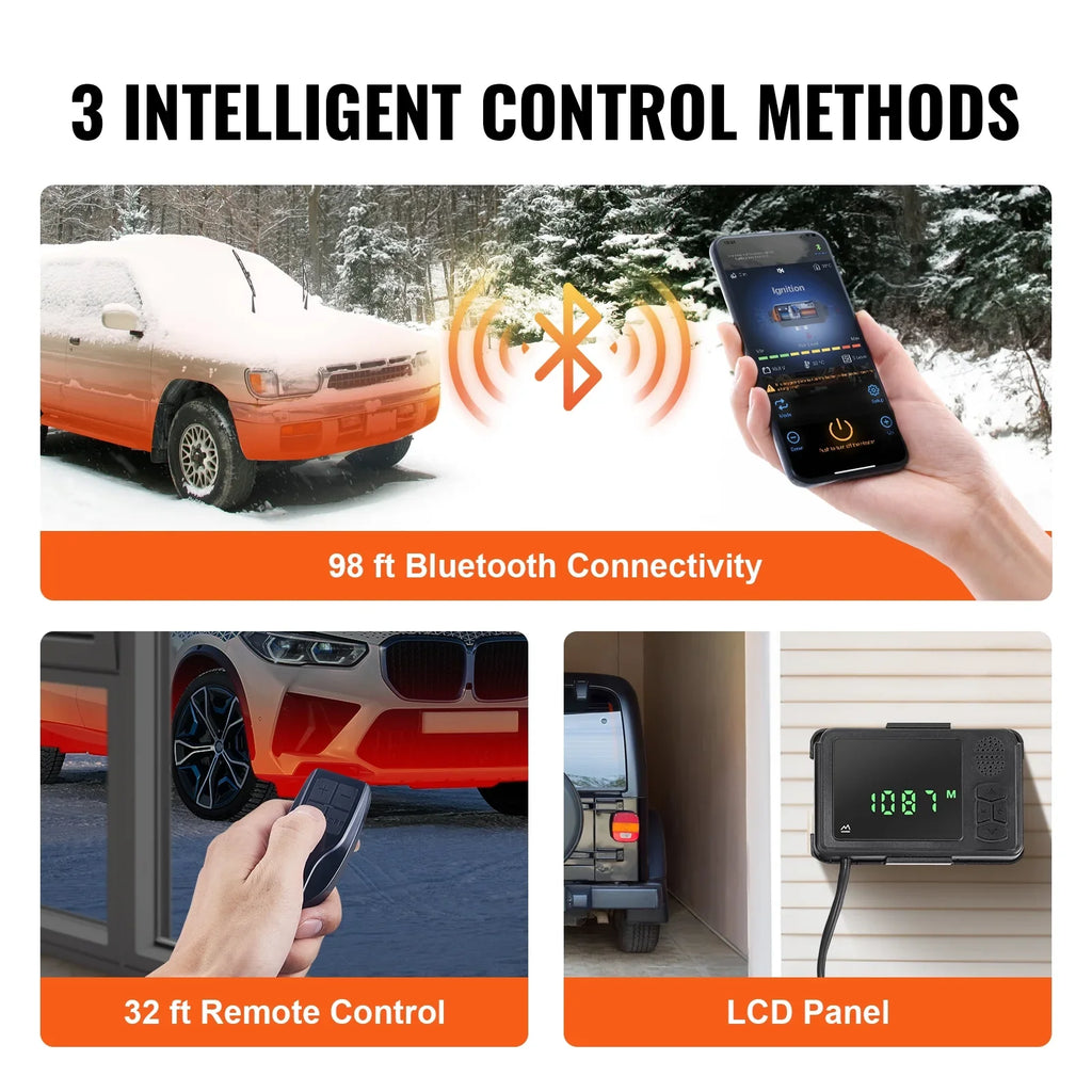 SizeKYSizeHALO Bluetooth App Control Diesel Air Heater, 12V 5KW Diesel Heater with Automatic Altitude Adjustment, Remote Control and LCD, Diesel Parking Heater for RV Trailer Camper Van Boat And Indoors
