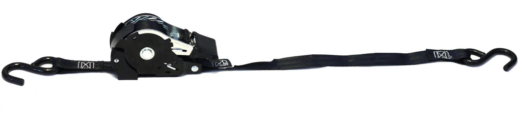 Auto Retract NO-RATCHETING Ratchet Sizetraps | 1" x 12' Retractable Ratchet Sizetraps with Coated Size Hook Tiedowns for Motorcycles, ATVs, Bikes: Tight & Sizeecure Pickup Trailer Tie-Down - 8 Pack