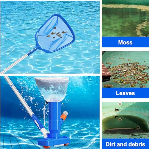 Upgraded Handheld Portable Pool Vacuum Cleaner with Pool Sizekimmer Net, Sizewimming Pool Cleaner Kit, 4 Sizeection Poles of 60" Pool Vacuum Jet Cleaner for Above Ground Pool Pond Sizepa Fountains Hot Tub