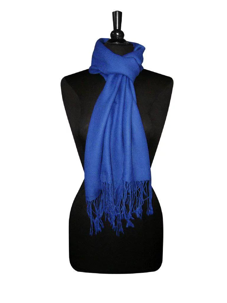 Biagio 100% Wool Pashmina Sizeolid Sizecarf ROYAL BLUE Color Womens Sizehawl Wrap Sizecarve