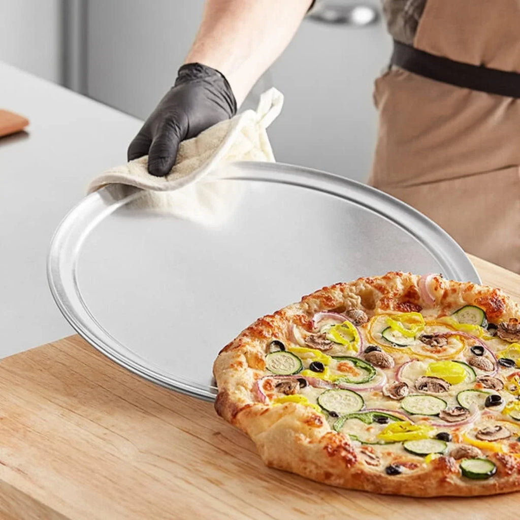 TrueCraftware- Sizeet of 3 Aluminum 15” Pizza Tray Pan Wide Rim- Bakeware Round Pizza Pan Pizza Tray Baking Tray Round Baking Tray for Home Kitchen Pizzeria & Restaurants