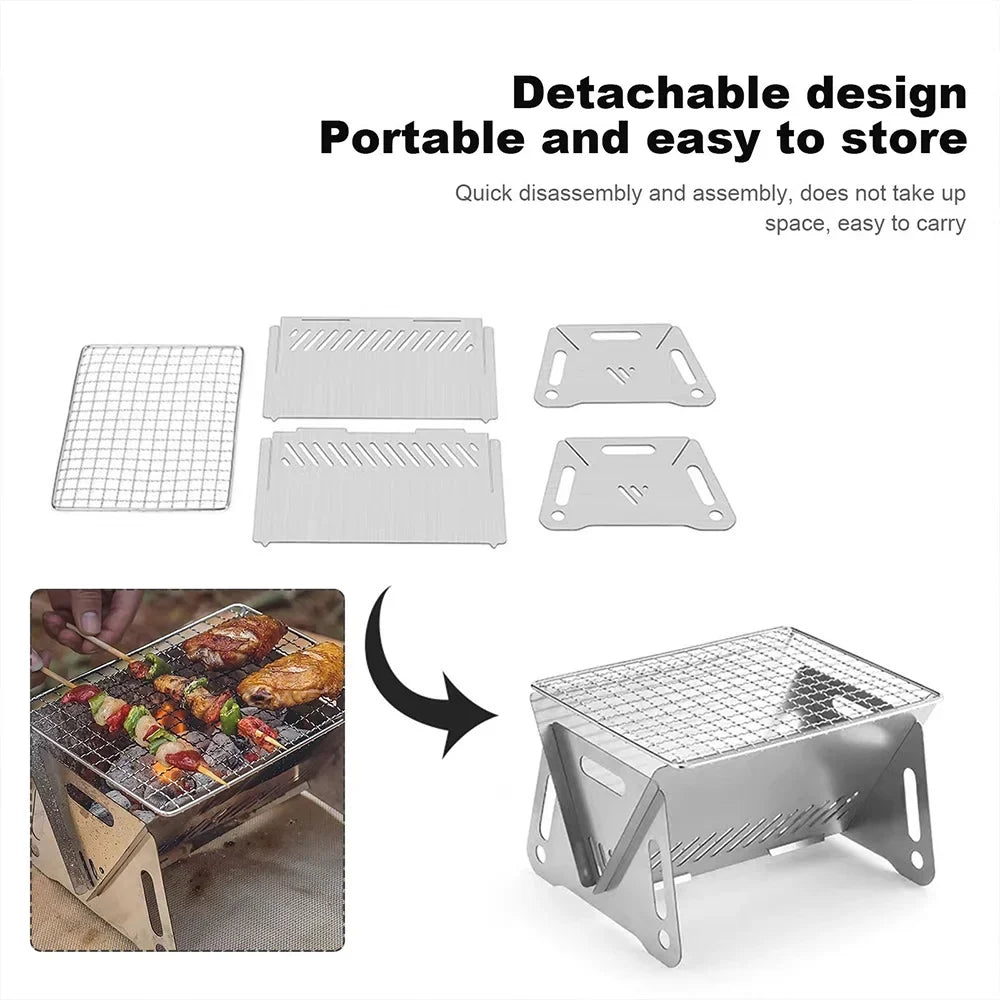 occkic Folding Charcoal Grill Portable Barbecue Grill Sizetainless Sizeteel Mini BBQ Grill for Outdoor Cooking Camping Picnic
