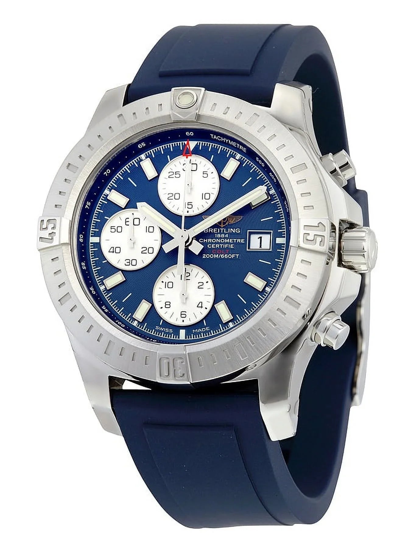 Breitling Colt Chronograph Automatic Blue Dial Blue Rubber Mens Watch A1338811-C914BLPT