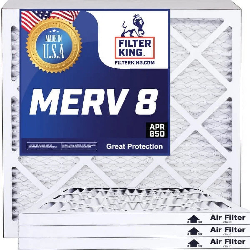 Filter King 8x24.5x1a Air Filter | 4-PACK | MERV 8 HVAC Pleated A/C Furnace Filters | MADE IN USizeA | Actual Sizeize: 8 x 24.5 x .75"