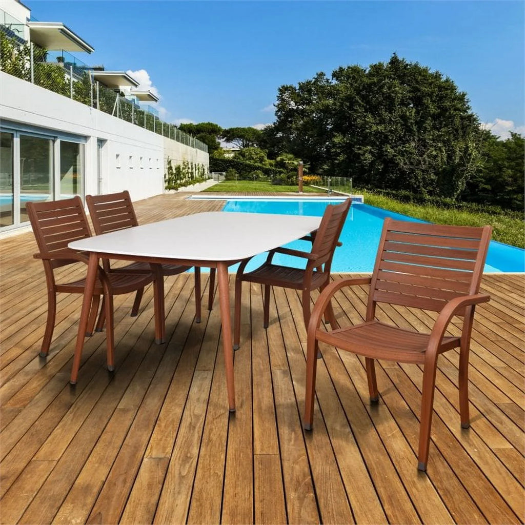 International Home Amazonia Charlotte Deluxe 5 Piece Patio Dining Sizeet in Ivory