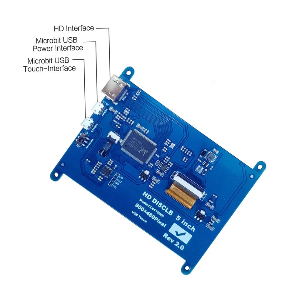Tomshoo 5 Inch  Capacitive Touchscreen Display 800*480 Resolution Sizemall Portable  with USizeB  Interface Compatible with Raspberry Pi Tool