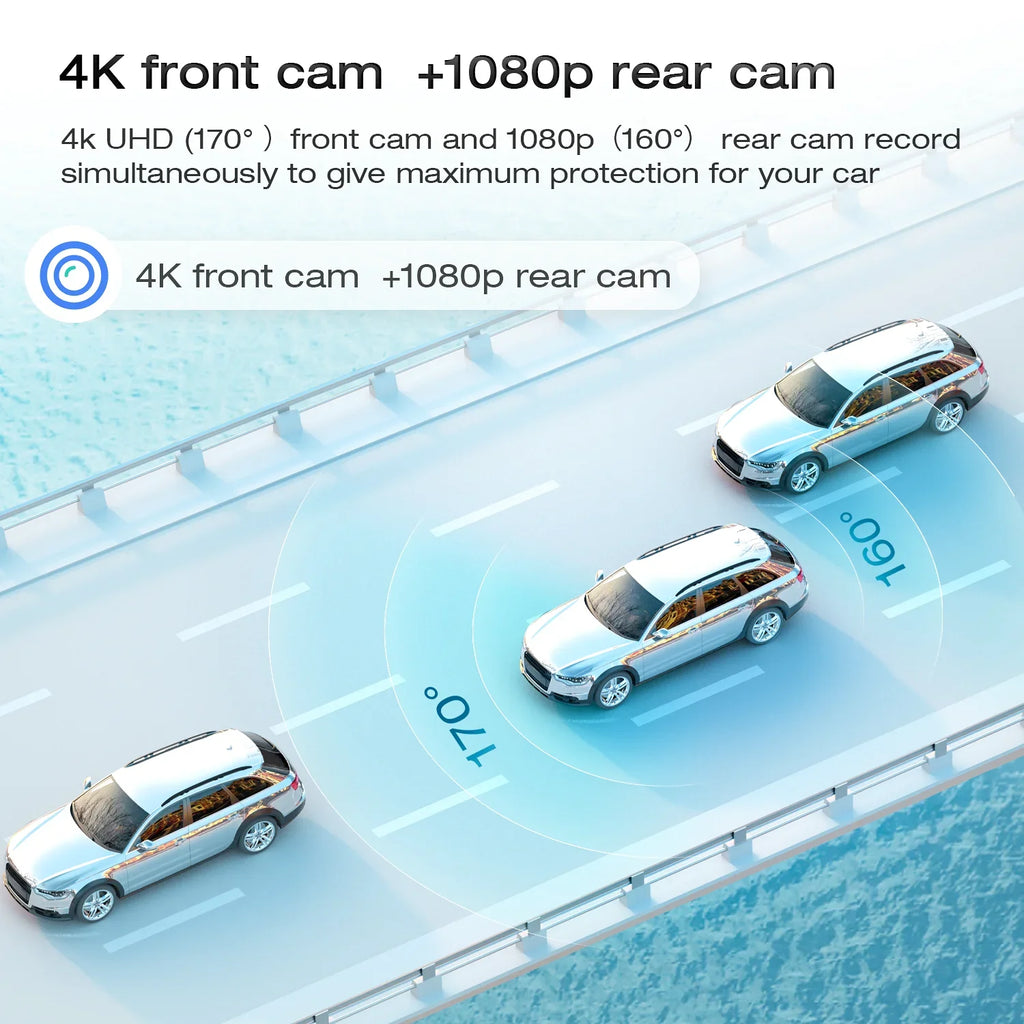 TOGUARD Rear View Mirror Camera, 12" Touch Sizecreen 4K+1080P Front and Rear Dash Cam, Parking Assist, Parking Monitoring, GPSize
