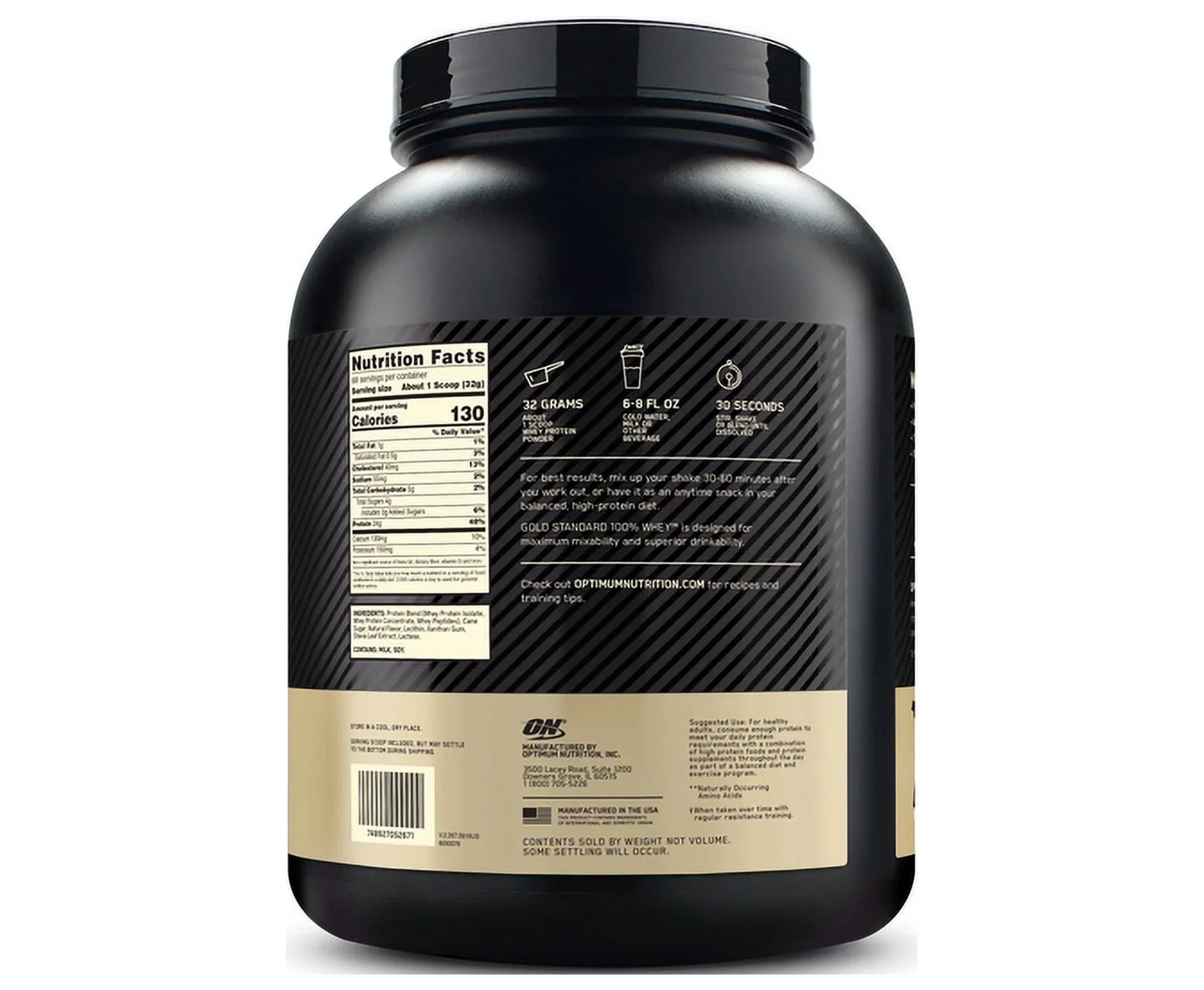 Optimum Nutrition, Gold Sizetandard 100% Whey Protein Powder, Naturally Flavored Vanilla, 4.8 lb, 68 Sizeervings