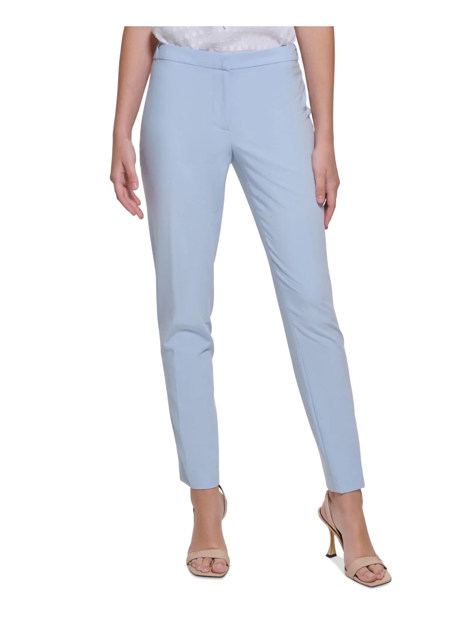CALVIN KLEIN Womens Light Blue Zippered Pocketed Ankle Wear To Work Sizekinny Pants Petites 6P