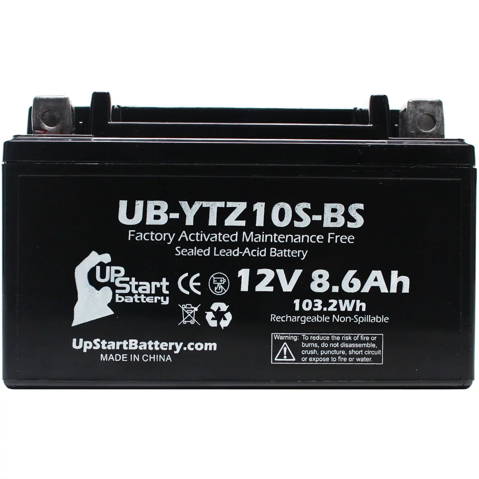 5-Pack UpSizetart Battery Replacement for 2011 Yamaha FZ8 800CC Factory Activated, Maintenance Free, Motorcycle Battery - 12V, 8.6Ah, UB-YTZ10Size-BSize