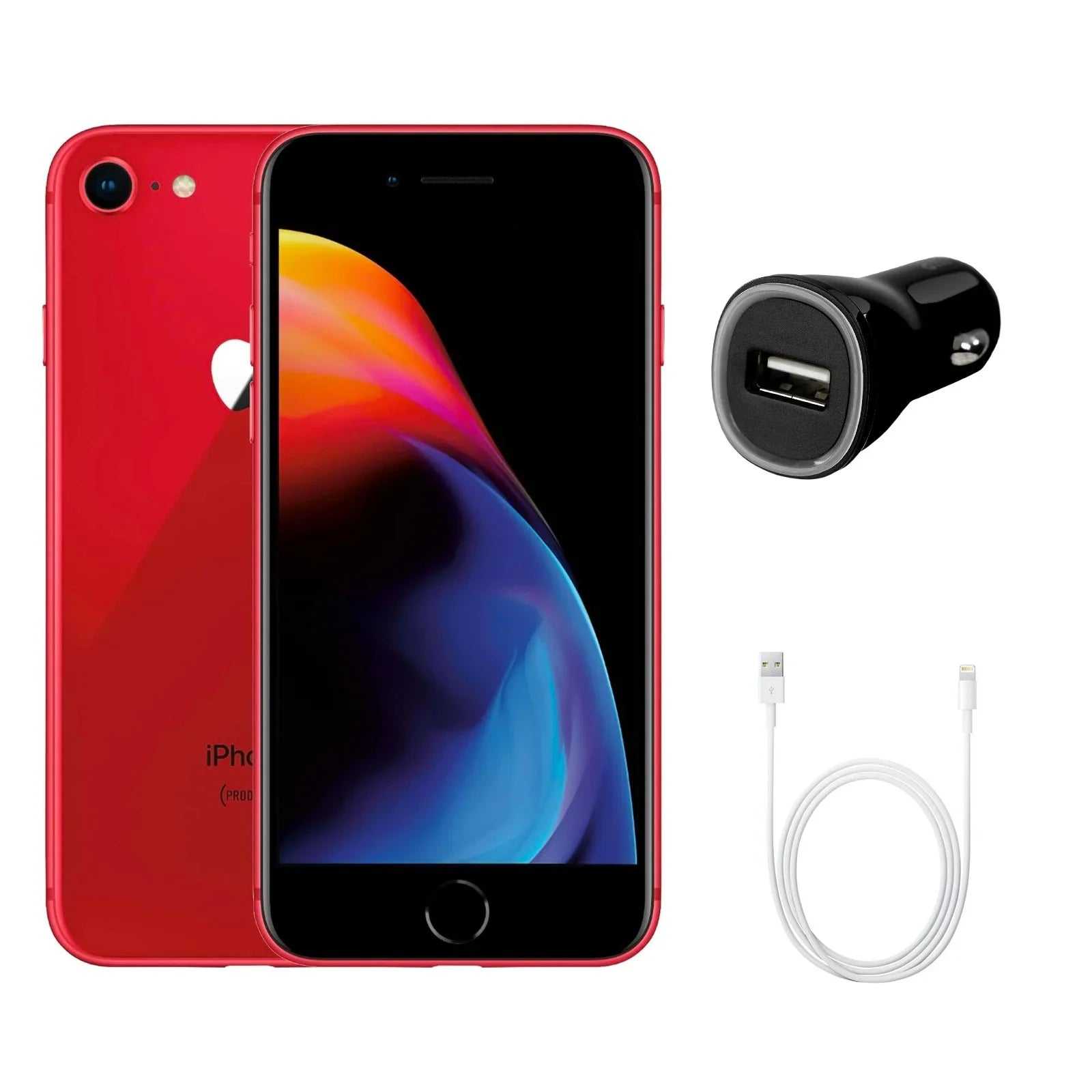 Restored Apple iPhone 8 A1863 (Fully Unlocked) 64GB Red (Grade A) w/ Fast Car Charger (Refurbished)