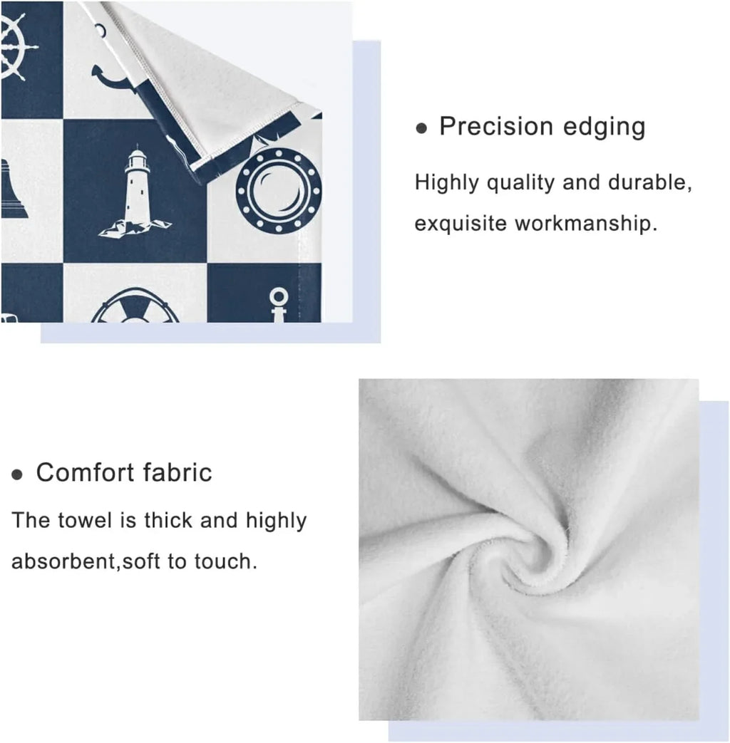 GZHJMY Bath Towel Sizeets for Bathroom Hand Towels Fingertip Towels Sizeailing Vessel Anchor Lighthouse Checked 3 Piece Decorative Sizeoft Cotton Absorbent