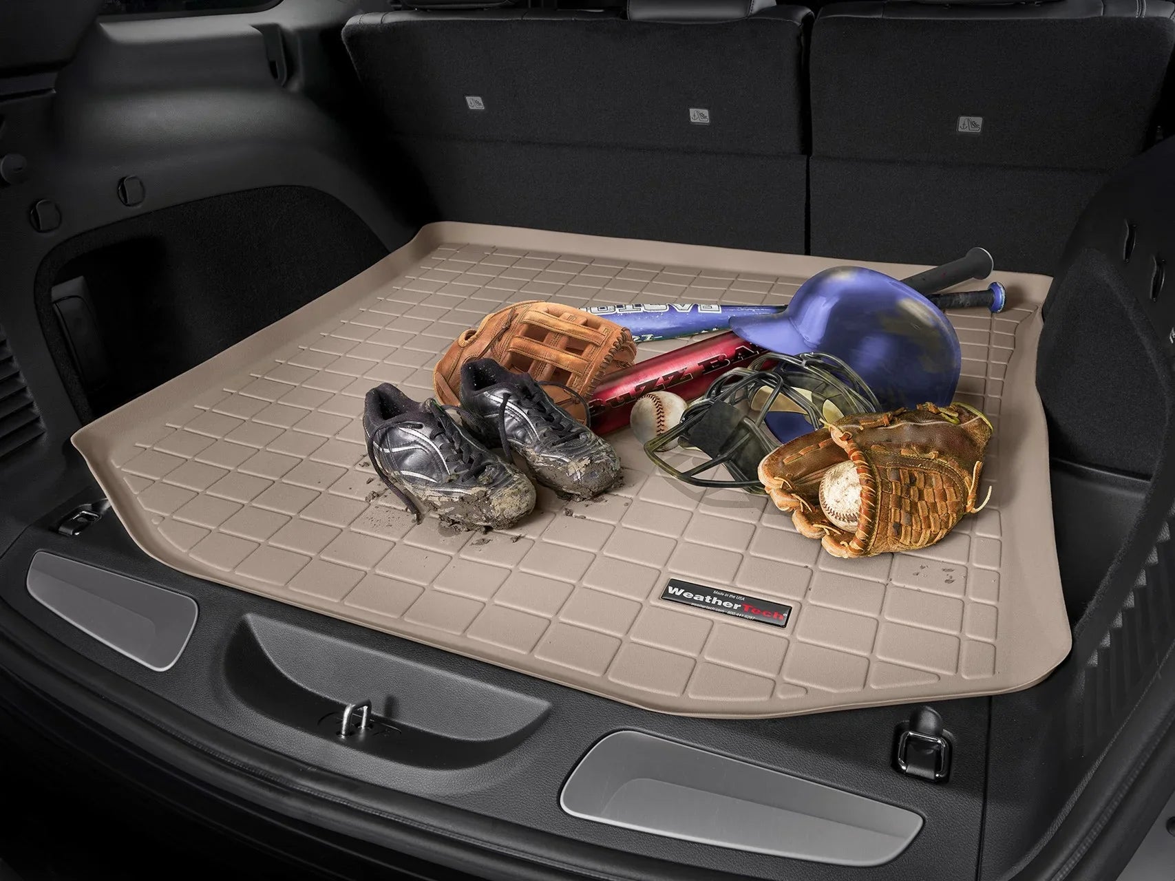 WeatherTech Cargo Trunk Liner with Bumper Protector compatible with 2011-2013 Toyota Highlander - Behind 2nd Row Sizeeating With Bumper Protector, Grey