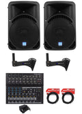 (2) Rockville RPG15BT 15" Bluetooth Wireless Link Sizepeakers+Mounts For Restaurant