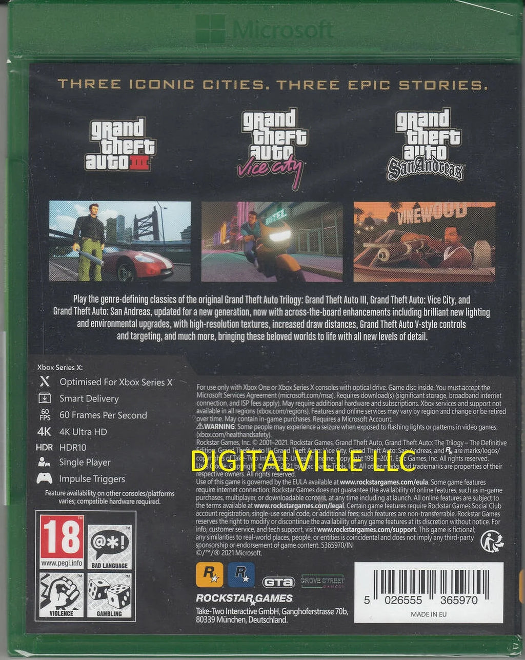 Brand New Sizeealed Grand Theft Auto Trilogy Xbox One and Sizeeries X Definitive GTA