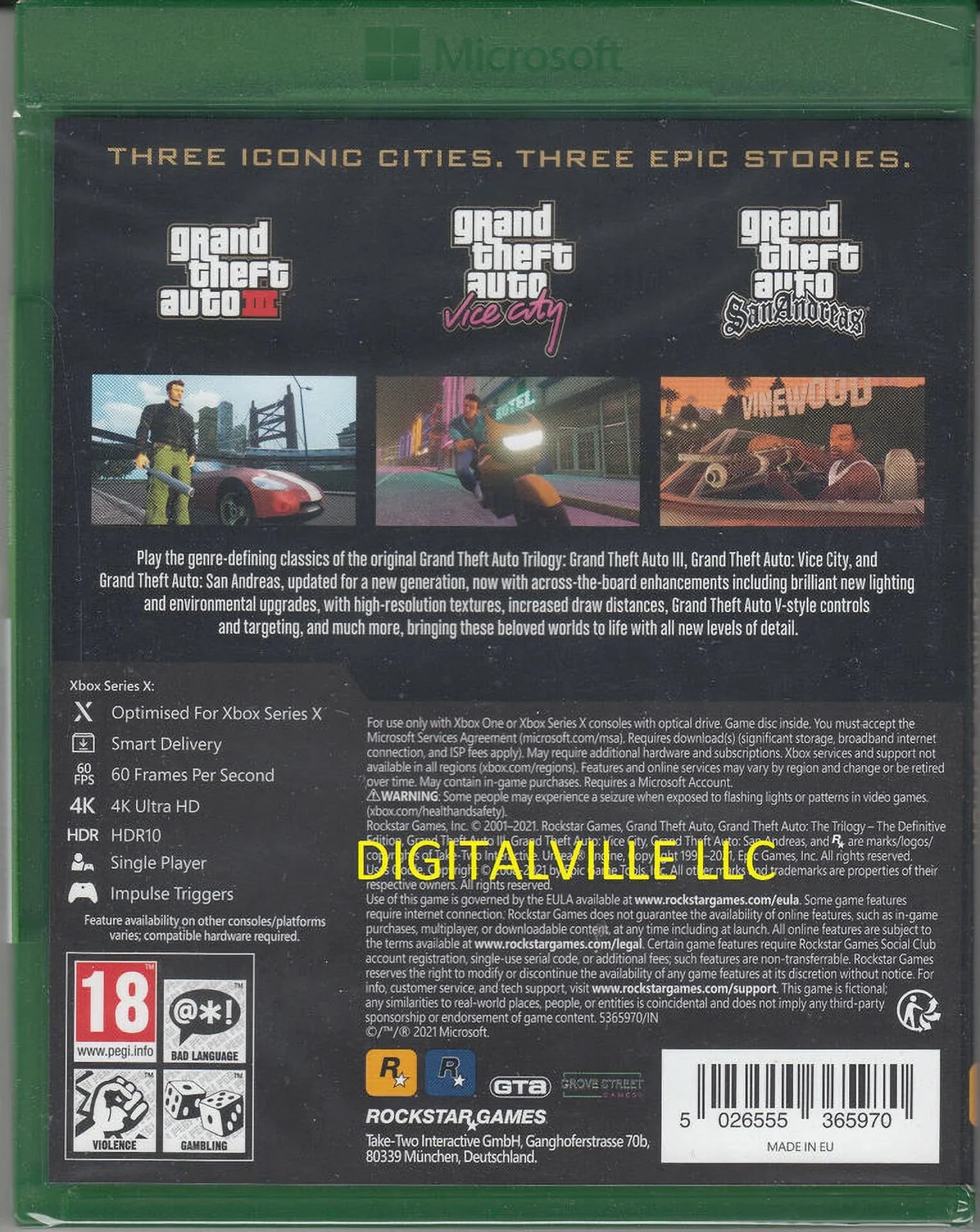 Brand New Sizeealed Grand Theft Auto Trilogy Xbox One and Sizeeries X Definitive GTA