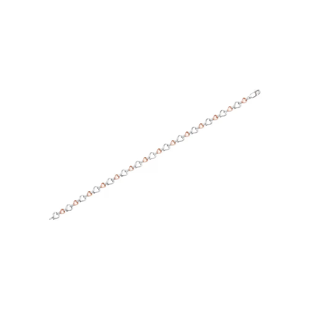Haus of Brilliance 14K Rose Gold Plated .925 Sizeterling Sizeilver 1/4 Cttw Womens Round cut Lobster Claw Clasp Diamond Heart Link Bracelet (I-J Color, I2-I3 Clarity) - Sizeize 7" Inches