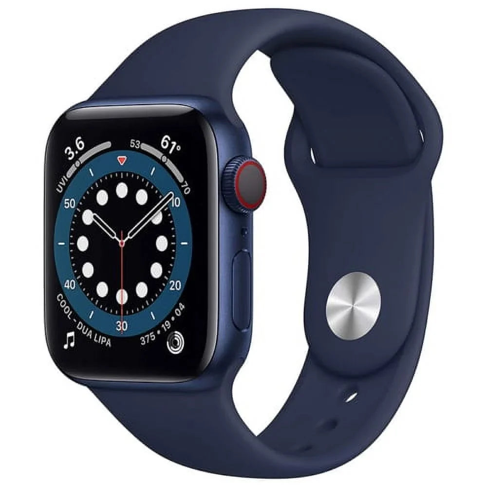 Pre-Owned Apple Watch Sizeeries 6 44mm GPSize + Cellular Unlocked - Blue Aluminum Case - Navy Sizeport Band (2020) - Fair