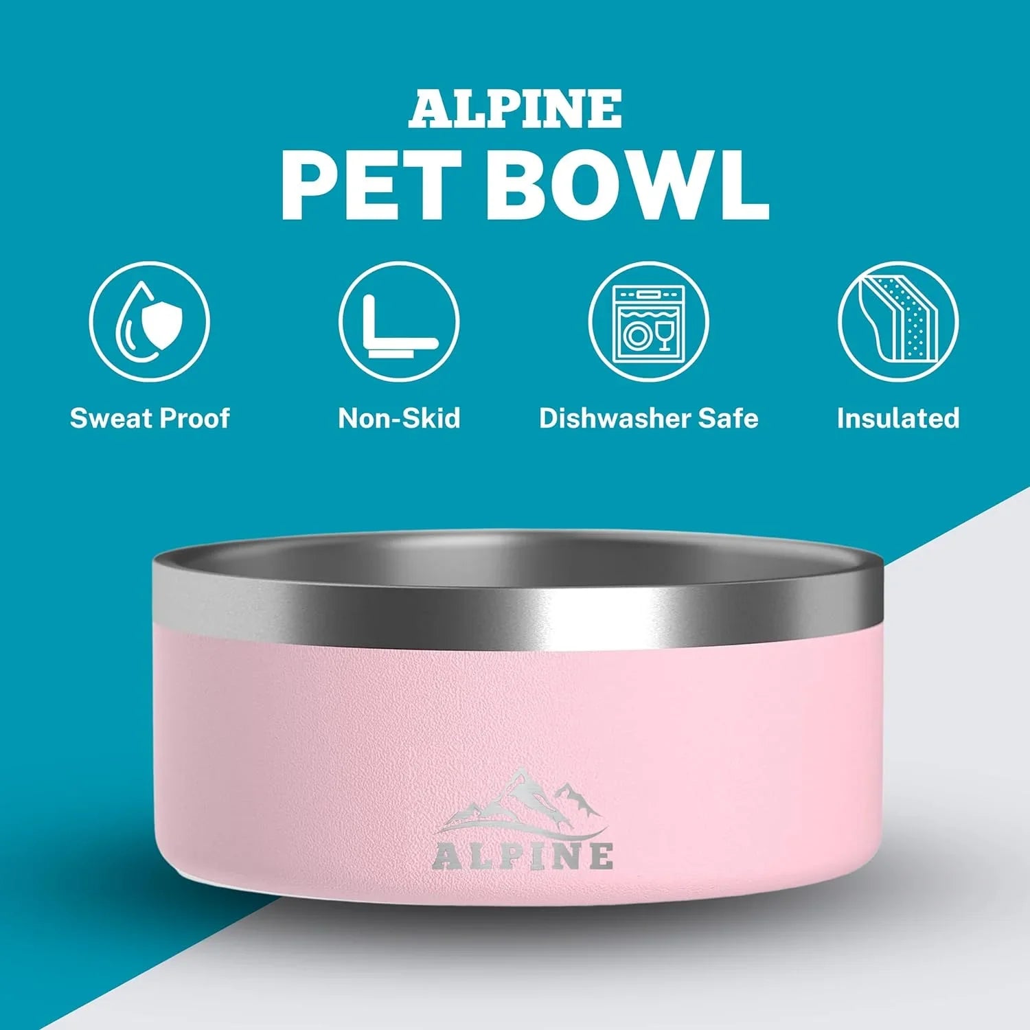 ALPINE Sizeet of 2 Sizetainless Sizeteel Dog Bowls, Non Sizelip, Metal Pet Bowl for Food and Water, Double Walled Insulated, Rustproof, Dishwasher Sizeafe (32 oz, Pink)